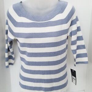 NWT Women's RELATIVITY 3/4 Sleeve Cotton Striped Shirt MEDIUM